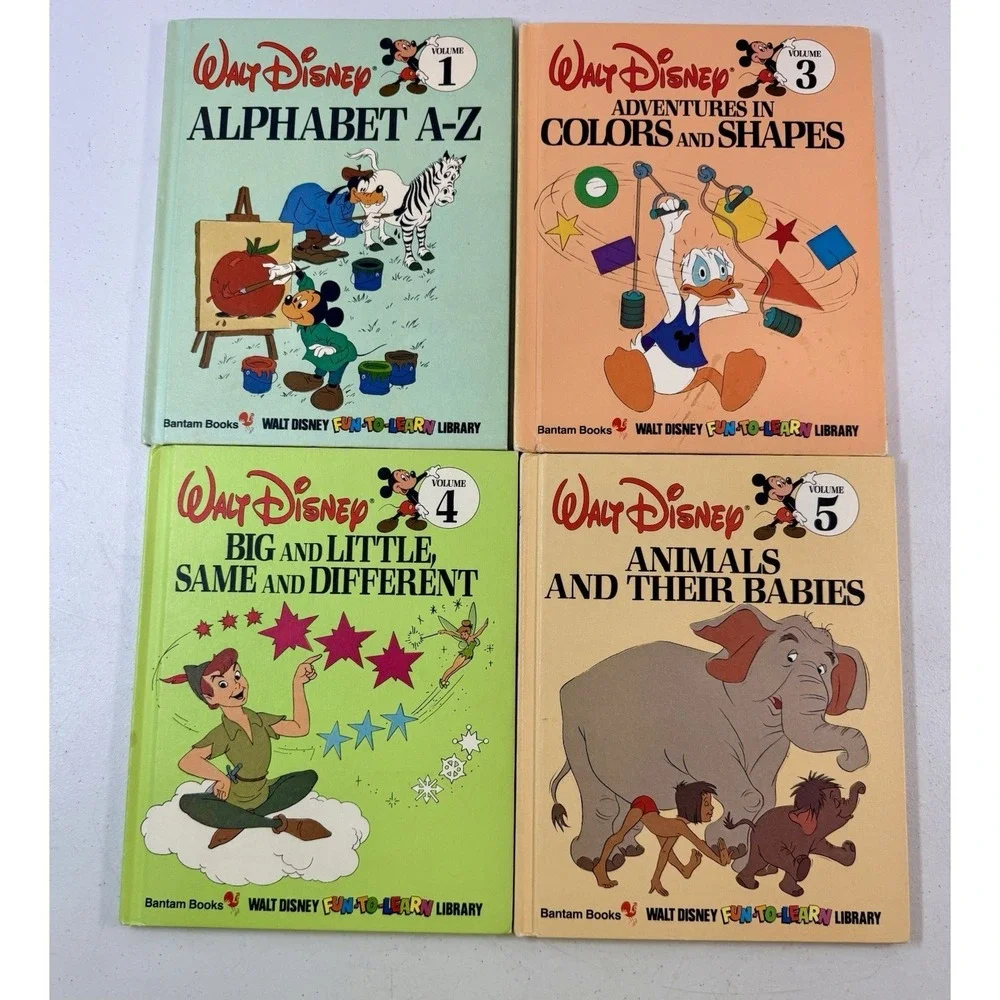 Vintage 1983 Disney Fun To Learn Books Hardcover Lot Of 14 Beginner 1-15